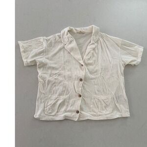 Madewell Womens XS Cream Textured Short Sleeve Button Up Shirt Top CKP461316619